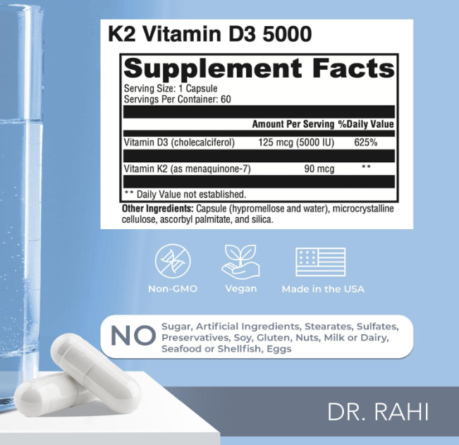 Sunny Days Vitamins K2 and D3 Supplement